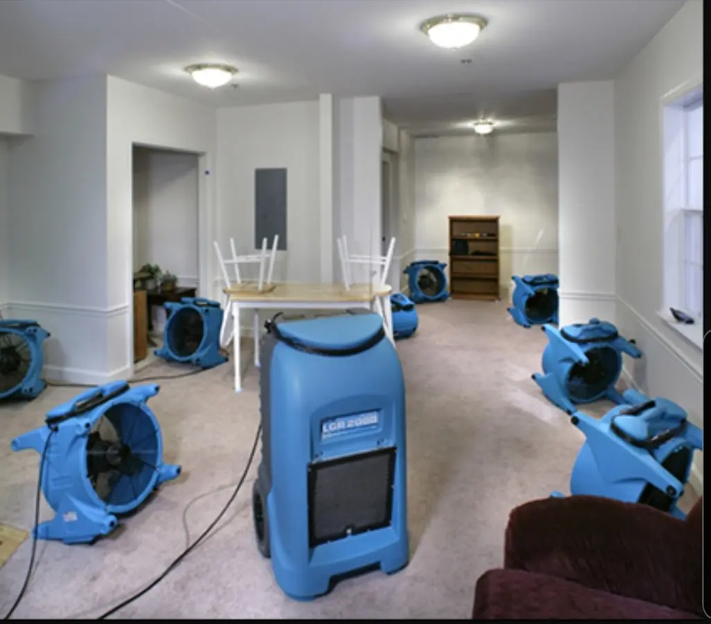 Air movers and dehumidifier setup for Water Damage Restoration in Spanish Fort
